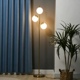 Modern 3-Light Floor Lamp for Living Room, Tree Standing Lamp with Globe Lampshades