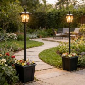 2-piece set of solar lights with flower pot, ambient light, black
