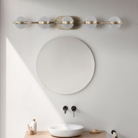 Bathroom Vanity Light, LED 5 Bulb Crystal Sand Acrylic Shades, Wall Mounted Decorative Lighting Fixture