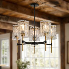 Modern 5-Light Black and Gold Chandelier