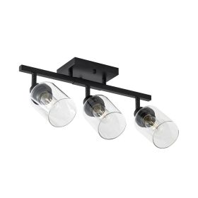 3-Lights Semi Flush Mount Ceiling Light, Adjustable Kitchen Light Fixtures Ceiling Mount with Clear Glass Shades
