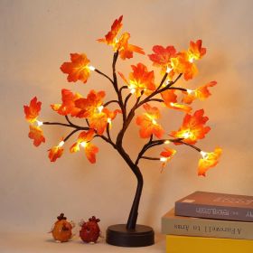Artificial Autumn Lighting Maple Tree 24 LED Thanksgiving Decoration Desk Lamp Battery USB Power Supply Autumn Harvest Home Decoration Wedding Pa