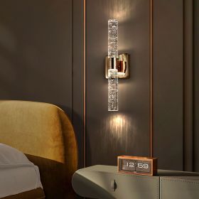 17"(H) Contemporary Crystal Wall Light, Gold Plating Finish with Bubble Crystal, 2-Light Sconce for Bathroom, Bedroom