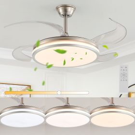42 Inch 2 Tiers Design Modern LED Ceiling Fan with Light and Remote Control, Retractable Blades, Adjustable 6 Speed