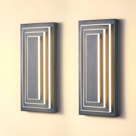 3-Tier 15.7 in Outdoor Light Fixture Black Exterior Wall Light LED Modern Wall Sconce Waterproof Outdoor Garage Lighting(2 Pack)