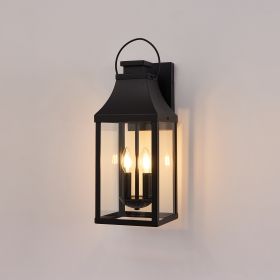 20'' Outdoor Wall Light, Porch Light Outdoor Wall Sconce Lantern, 2-Light Modern Black Exterior Lighting Fixture Wall Mount