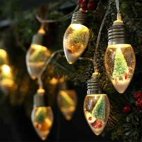 6.6FT Christmas Vintage Decor String Light - 10LED Snow Globe Bulbs String Lights with Tree & Snow & Cute Ornaments Christmas Indoor decorations