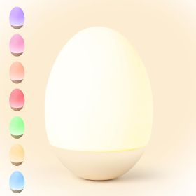 Egg Night Light for Nursery: Baby Night Lights Tap Lamp Stepless Dimming with Warm White and 7 RGB Colors Rechargeable Portable for Infant and Ki