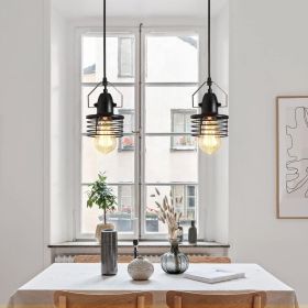 Industrial Black Pendant Light Metal Cage Pendant Lights Dining Room Hanging Lighting for Kitchen Island Living Room Bedroom Entryy Barn Farmhous
