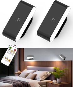 Battery Operated Wall Sconce Set of 2, Rechargeable LED Wall Mounted Light with Remote Control, Stick On Magnetic Wall Lights for Bedroom