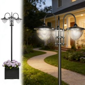 Solar Pole Lights Outdoor 3-head Solar Lamp Post Light Waterproof LED Lighting