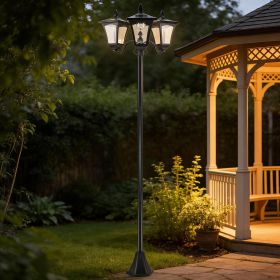 Triple Head outdoor Solar Powered Lamp, Street Vintage Solar Post Lamp
