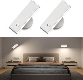 Honalia Rechargeable Wall Lights 2 Pack, Dimmable Wall Mounted Lamp with Magnetic 360 Rotation & Touch Control