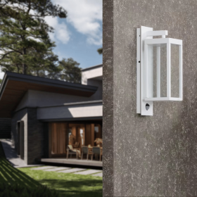Inowel Motion Sensor Outdoor Wall Light Integrated LED Porch Light with Clear Glass Shade 22529