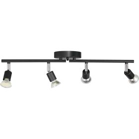 4-Light LED Track Lighting Kit, Ceiling Spot Light with Rotatable Light Arms and Heads, 24.8" Track Lighting Fixture
