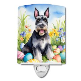 NEW Schnauzer Easter Egg Hunt Ceramic Night Light Compact, UL-Certified, Ideal for Bedroom, Bathroom, Nursery, Hallway, Kitchen, 6x4x3, Multicolo
