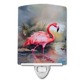 NEW Flamingo Ceramic Night Light Compact, UL-Certified, Ideal for Bedroom, Bathroom, Nursery, Hallway, Kitchen, 6x4x3, Multicolor
