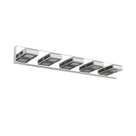 32" Modern Chrome 5-Light LED Vanity Light, Square Acrylic Lampshades Wall Mount Fixture for Bathroom, Mirror Lighting