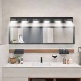 Modern Black LED Vanity Light, 6-Lights Wall Sconce for Bathroom and Mirror, Sleek Minimalist Design, Energy-Efficient, Easy to Install