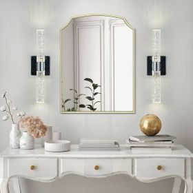 17"(H) Contemporary Crystal Wall Light, Chrome Finish with Bubble Crystal, 2-Light Sconce for Bathroom, Bedroom
