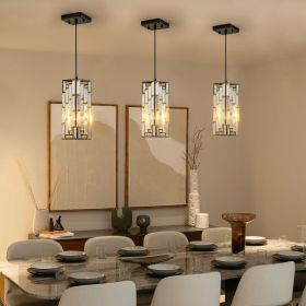 4" Modern Crystal Pendant Light - 3 Pack, Adjustable Hanging Ceiling Lamp with Crystal Prism Design for Dining Room, Kitchen Island