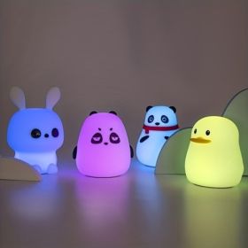(IMB-VZD-VZ)1 LED Bunny/Fat Bear/Stupid Bear/Chestnut Bear/Duck Night Light, Cute Rainbow light Changing Silicone Light, Pat Control