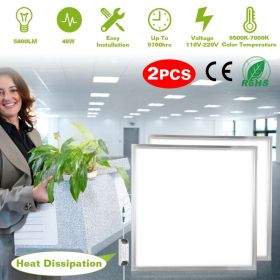 2 PCS 48W 2FT LED Panel Light 5800LM 7000K Ceiling Lighting 150W Equivalent LED Troffer Recessed Edge-Lit (Option: defaulttitle)