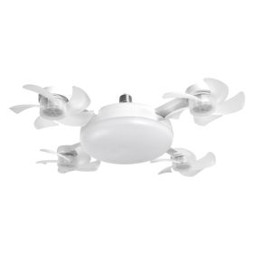 Ceiling Fan With Light And Remote E26 E27 3 Speeds 3 Colors 2 Timers Quiet Foldable Modern LED Fan Light For Living Room Bedroom 4 Heads (Option: Default)